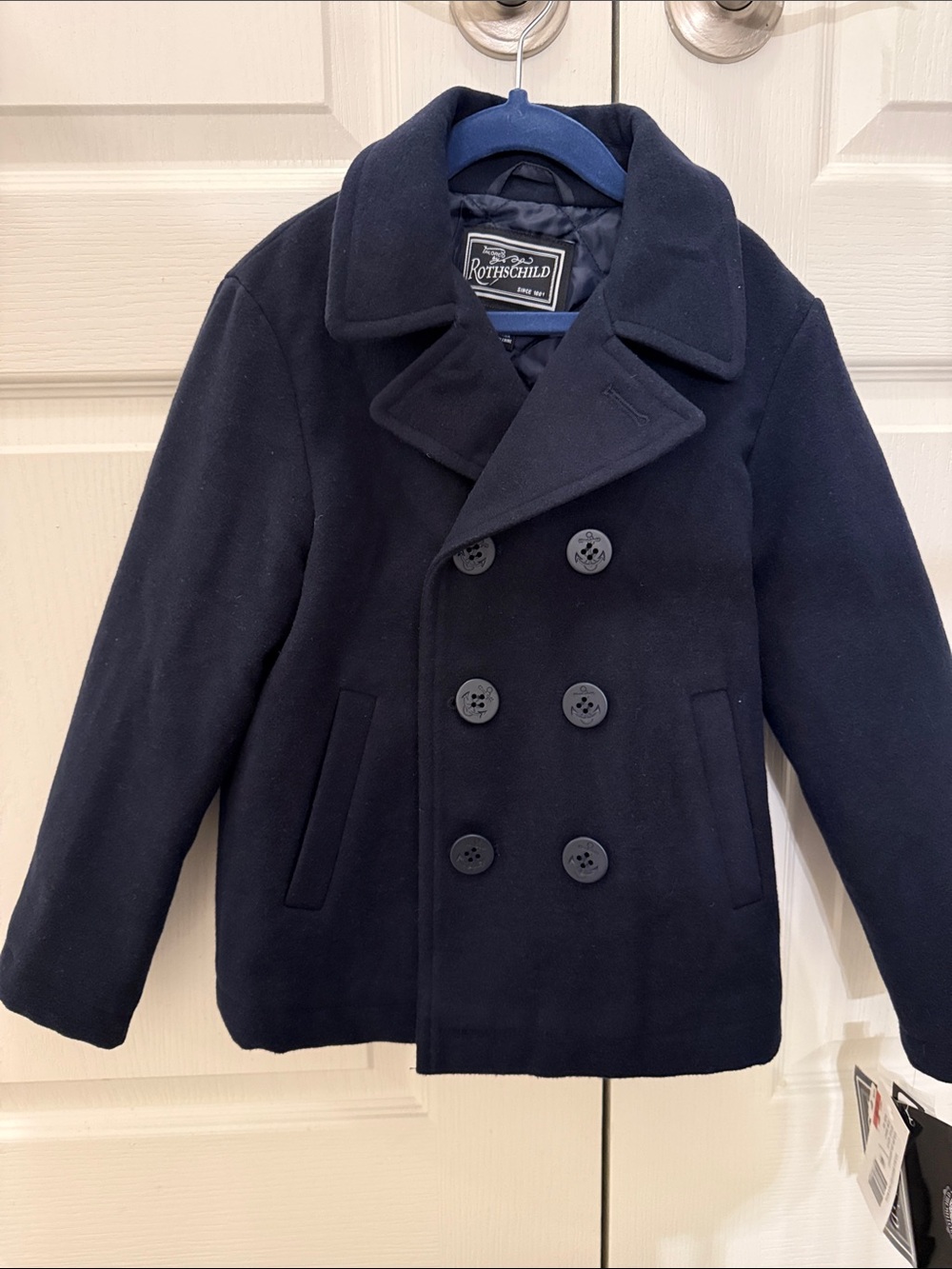 NWT Rothschild Boys' Navy Peacoat Jacket Med/5-6